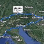 Carte Google Maps de l'itinéraire du road trip à travers la France, la Suisse, l'Autriche, la Hongrie et la Roumanie