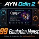 AYN Odin 2 handheld with Snapdragon 8 Gen 2, showing Chrono Trigger emulation menu, priced at $299