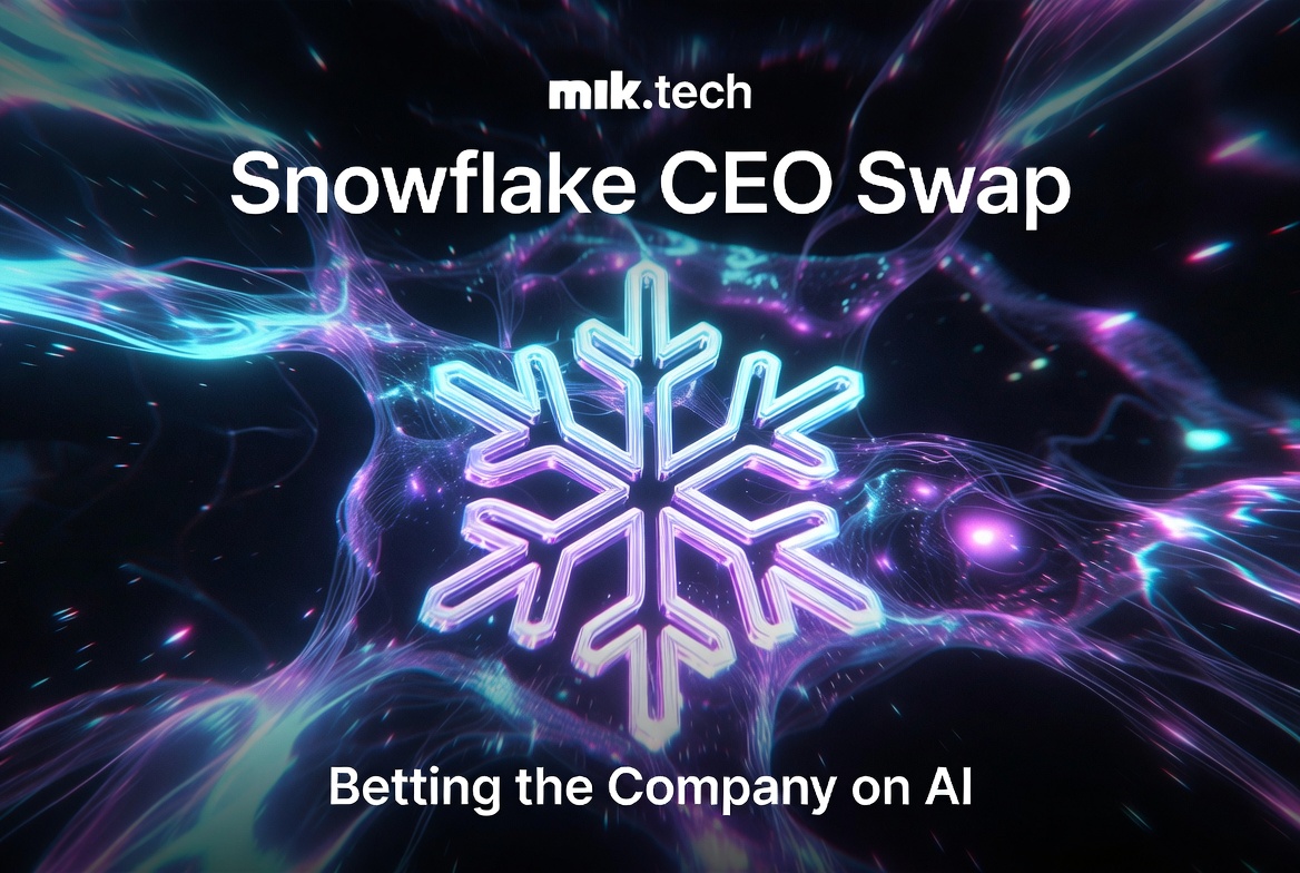 mik.tech article cover: Snowflake CEO Swap — Betting the Company on AI