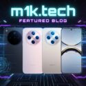 m1k.tech Featured Blog banner showing four OPPO smartphones in black, pink, and gold colorways with circular multi-camera arrays