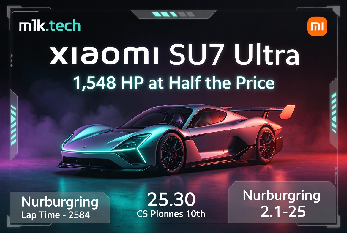 Xiaomi SU7 Ultra — 1,548 HP at Half the Price; Nurburgring lap time 2584, CS Plonnes 10th (25.30), Nurburgring 2.1–25