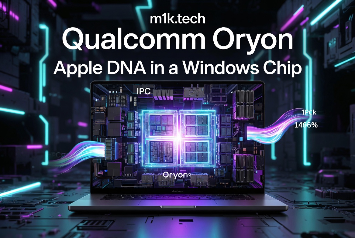 Qualcomm Oryon: Apple DNA in a Windows Chip — article header image from m1k.tech
