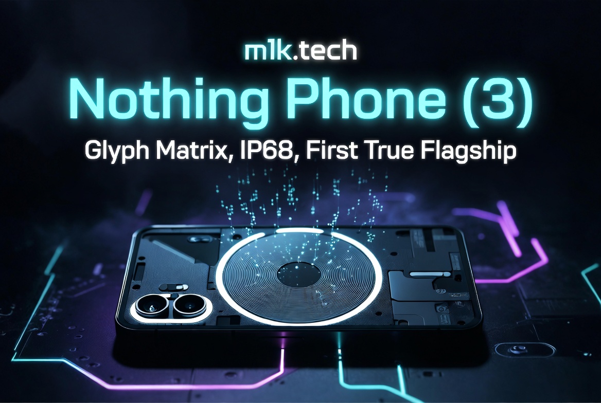 Nothing Phone (3) — Glyph Matrix, IP68, First True Flagship, via m1k.tech