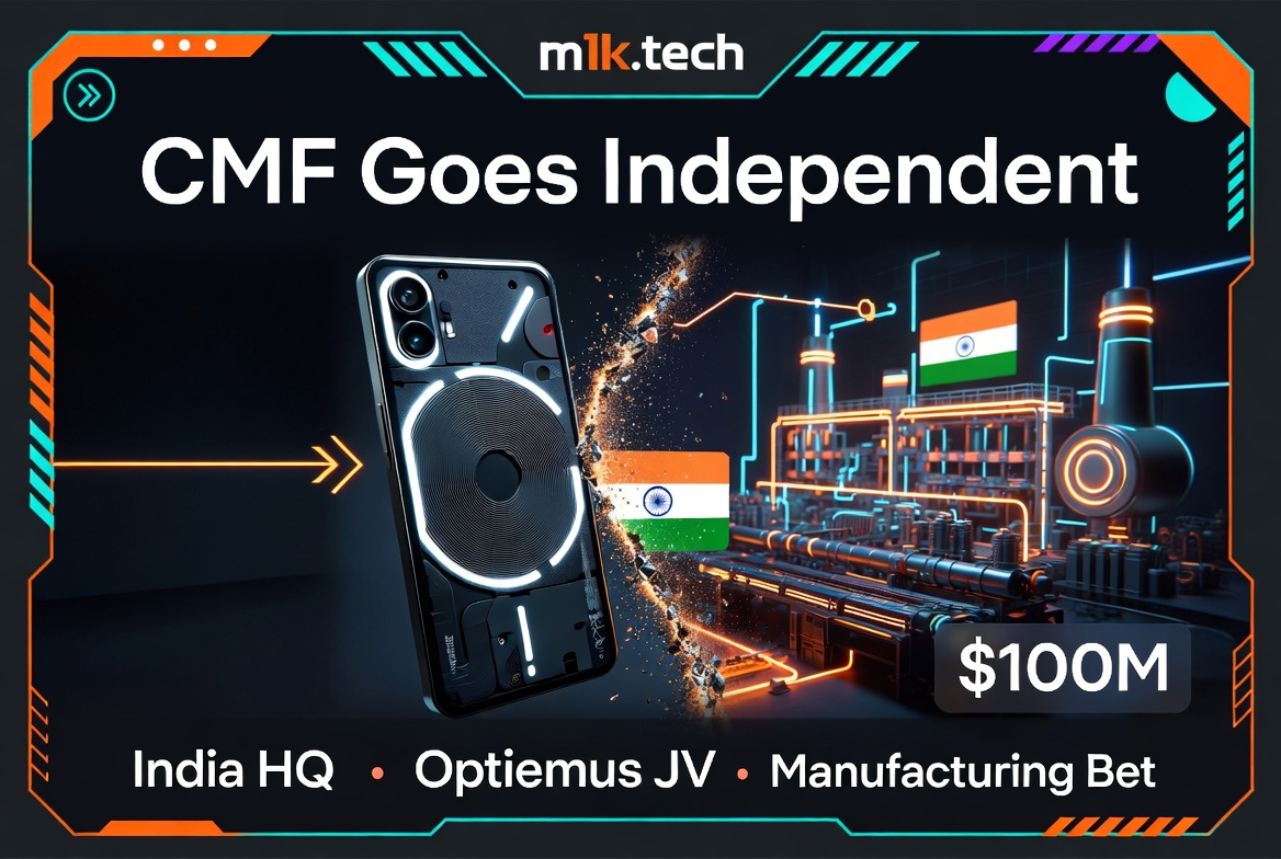 CMF Goes Independent: $100M India HQ, Optiemus JV, Manufacturing Bet — m1k.tech