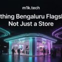 Nothing Bengaluru Flagship — Not Just a Store: futuristic Glyph store with teal and purple neon lighting, from m1k.tech