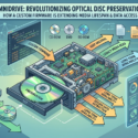 OmniDrive infographic: How custom firmware extends optical disc lifespan for deep archival and secure data extraction