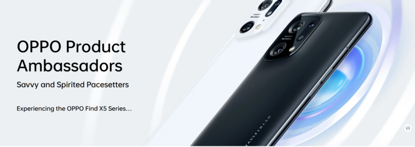 OPPO Find X5 review header: three-panel graphic showing the phone's camera module, display, and OPPO branding on a dark background with the text 'Find X5 Full Review'