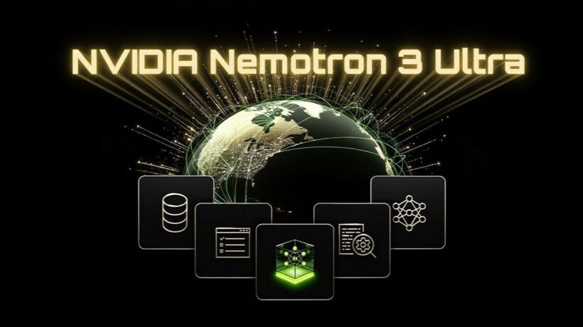 Jensen Huang presenting Nemotron 3 Ultra at Computex 2026 Taipei keynote, showing the 550B open-weight model benchmarks