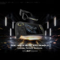 ASUS ROG Xbox Ally X20 handheld gaming device in translucent black and gold colorway, with gold internal fans and joystick lighting visible through the chassis, displayed at Computex 2026