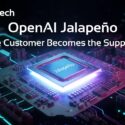m1k.tech: OpenAI Jalapeño — The Customer Becomes the Supplier, illustrated with a glowing Jalapeño-labeled chip on a circuit board