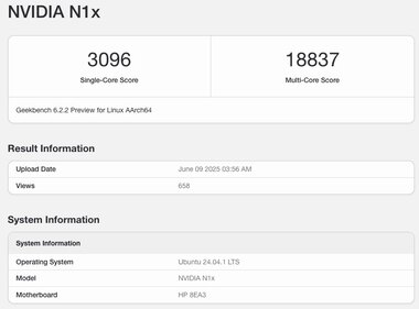 N1X Geekbench 6 benchmark results comparison chart