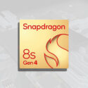 Snapdragon 8s Gen 4 chip logo on a gold background with circuit board imagery