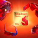 Snapdragon Reality Elite logo surrounded by various XR headsets, AR glasses, and mixed reality devices on a red background