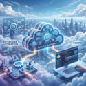 Cloud AI platform connecting enterprise automation with coding assistance on a laptop