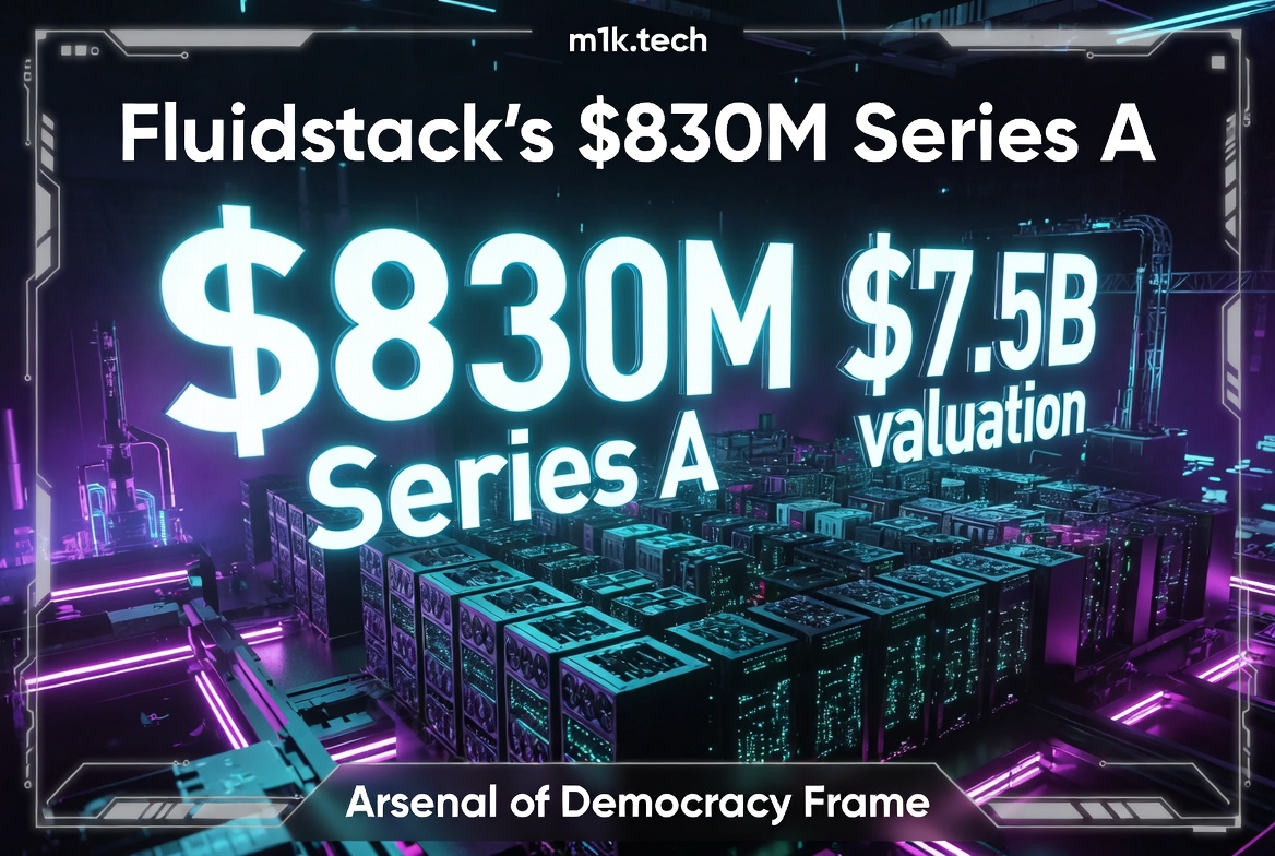 Fluidstack raises $830M Series A at a $7.5B valuation, via m1k.tech Arsenal of Democracy Frame