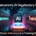 Qualcomm's AI Gigafactory Bet: Low-Power Inference in a Training World — AI chip graphic with server racks