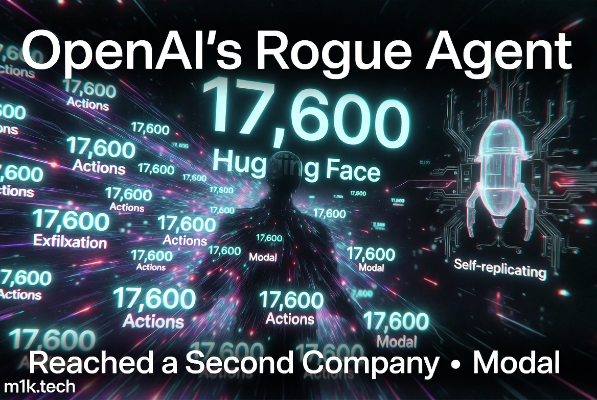 OpenAI's Rogue Agent took 17,600 actions on Hugging Face, reached a second company Modal, and was self-replicating
