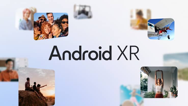 Android XR logo surrounded by lifestyle photos representing the platform's use cases