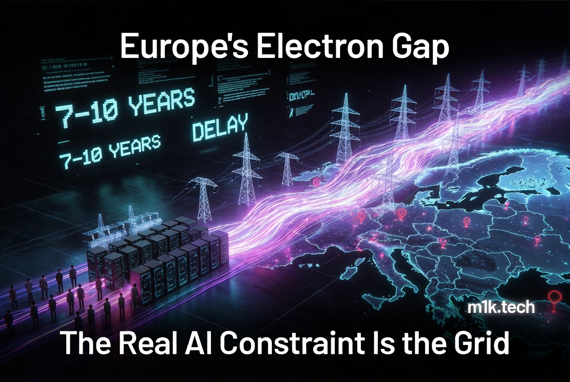 Europe's Electron Gap: The Real AI Constraint Is the Grid — power towers and data centers face 7–10 year grid connection delays across Europe