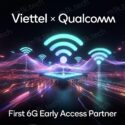 Viettel × Qualcomm — First 6G Early Access Partner, shown over a futuristic digital network visualization with glowing wireless signals
