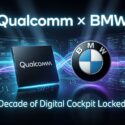 Qualcomm x BMW: A Decade of Digital Cockpit Locked In — Qualcomm chip and BMW logo against a futuristic tech background