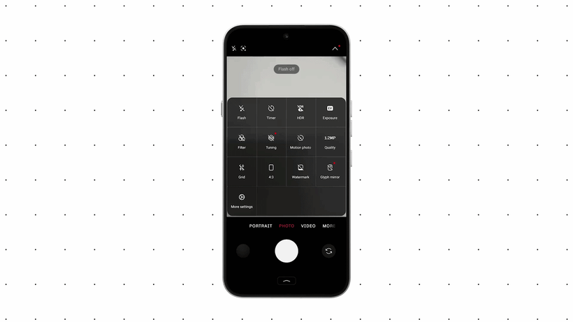 Animated demo of the Nothing OS 5.0 camera pinning a scanned QR code result in a fixed spot