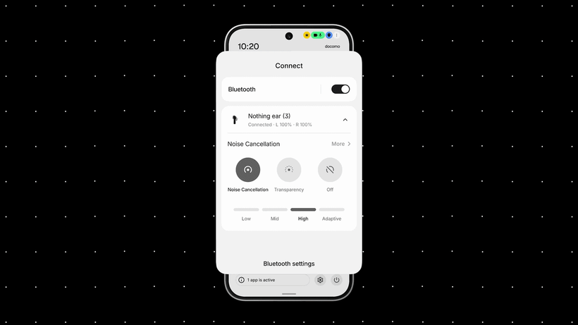 Animated demo of connecting a Bluetooth device from Nothing OS 5.0 Quick Settings