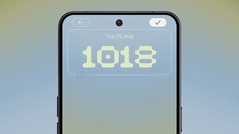 Animated preview of a Nothing OS 5.0 lock screen clock face