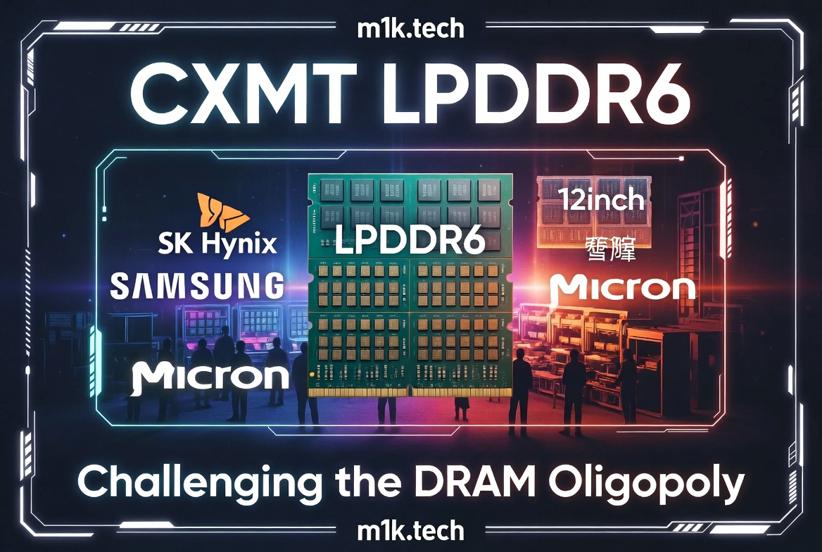 CXMT LPDDR6: Challenging the DRAM Oligopoly dominated by SK Hynix, Samsung, and Micron, via m1k.tech