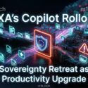 AXA's Copilot Rollout: Sovereignty Retreat as Productivity Upgrade — m1k.tech article illustration with EU shield and digital data icons