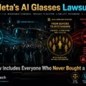 Infographic on Meta AI Glasses lawsuit: expands legal claims from buyers to bystanders whose faces and voices were recorded without consent, raising privacy invasion, biometric capture, and surveillance claims now covering anyone near the glasses, not just purchasers