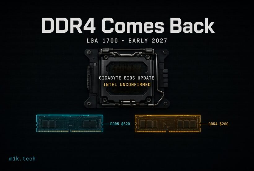 DDR4 Comes Back: LGA 1700, early 2027, Gigabyte BIOS update, Intel unconfirmed. DDR5 priced $620 vs DDR4 at $260