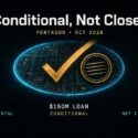 Conditional, Not Closed: Pentagon Oct 2026, $150M loan conditional, ~$350M total, not itemized